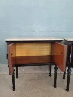 Pamono Midcentury Modern Bedside Tables with Marble Top, Set of 2 Discount
