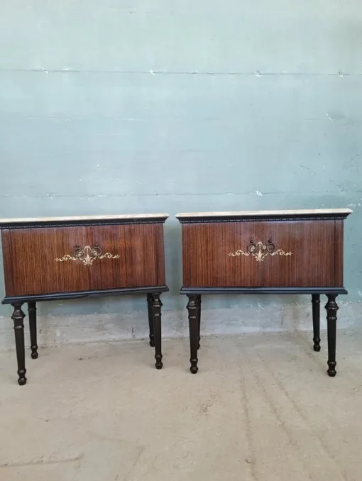 Pamono Midcentury Modern Bedside Tables with Marble Top, Set of 2 Discount
