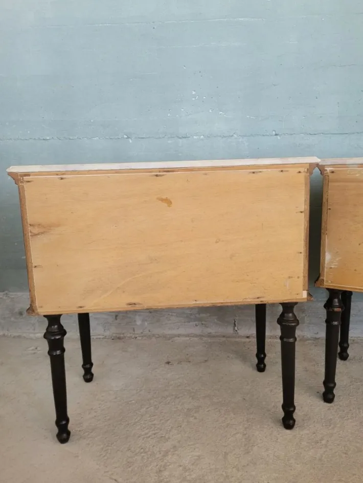 Pamono Midcentury Modern Bedside Tables with Marble Top, Set of 2 Discount