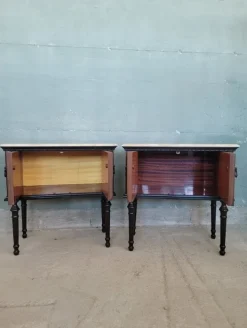 Pamono Midcentury Modern Bedside Tables with Marble Top, Set of 2 Discount