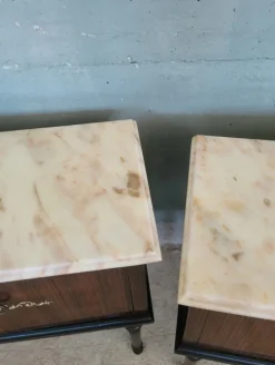 Pamono Midcentury Modern Bedside Tables with Marble Top, Set of 2 Discount