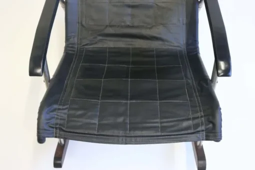 Pamono Mid-Century Modern Black Leather Rocking Chair by Takeshi Nii, 1960s Outlet