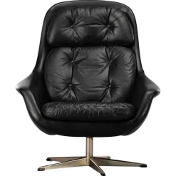 Pamono Mid-Century Modern Black Leather Swivel Chair attributed to H.W. Klein for Bramin, 1960s Clearance