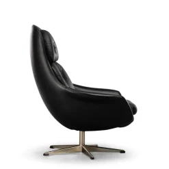 Pamono Mid-Century Modern Black Leather Swivel Chair attributed to H.W. Klein for Bramin, 1960s Clearance