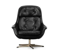 Pamono Mid-Century Modern Black Leather Swivel Chair attributed to H.W. Klein for Bramin, 1960s Clearance