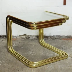 Pamono Mid-Century Modern Brass and Smoked Glass Nesting Tables by Milo Baughman, 1970s, Set of 3 Best