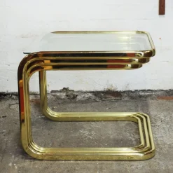 Pamono Mid-Century Modern Brass and Smoked Glass Nesting Tables by Milo Baughman, 1970s, Set of 3 Best