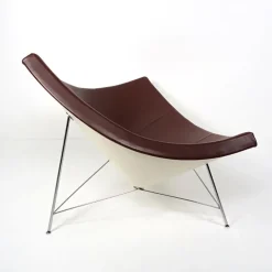 Pamono Mid-Century Modern Brown Leather Coconut Chair by George Nelson Hot