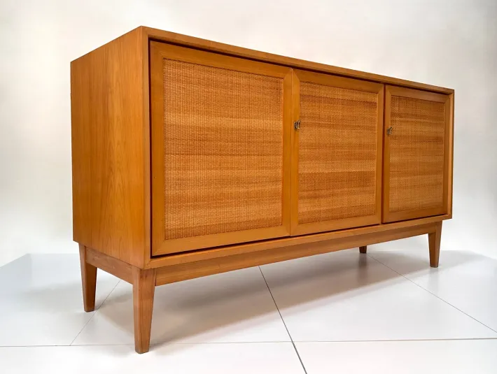 Pamono Mid-Century Modern Cherry Sideboard with Woven Front, West Germany, 1965 Outlet