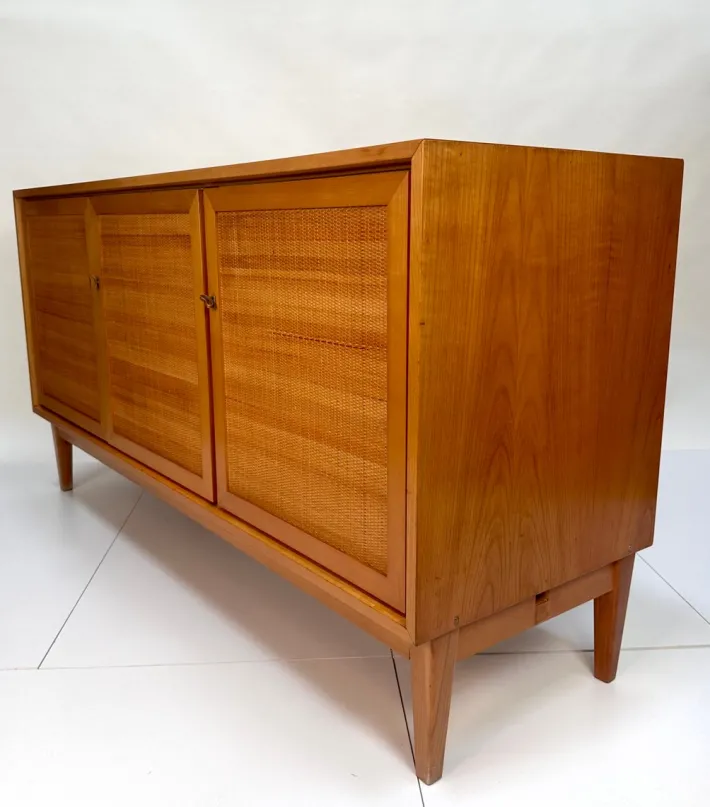 Pamono Mid-Century Modern Cherry Sideboard with Woven Front, West Germany, 1965 Outlet