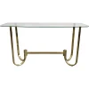 Pamono Mid-Century Modern Console Table in Galvanized Aluminum with Glass Top, 1970s Discount
