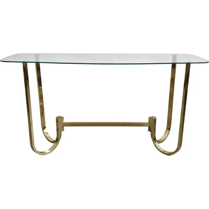 Pamono Mid-Century Modern Console Table in Galvanized Aluminum with Glass Top, 1970s Discount