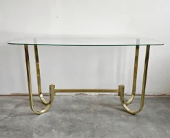 Pamono Mid-Century Modern Console Table in Galvanized Aluminum with Glass Top, 1970s Discount