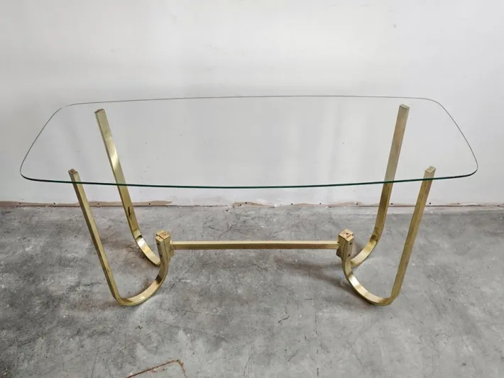 Pamono Mid-Century Modern Console Table in Galvanized Aluminum with Glass Top, 1970s Discount