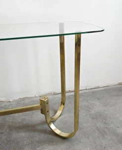 Pamono Mid-Century Modern Console Table in Galvanized Aluminum with Glass Top, 1970s Discount