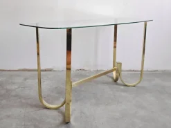 Pamono Mid-Century Modern Console Table in Galvanized Aluminum with Glass Top, 1970s Discount