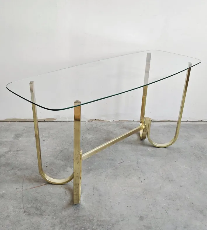 Pamono Mid-Century Modern Console Table in Galvanized Aluminum with Glass Top, 1970s Discount
