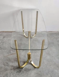 Pamono Mid-Century Modern Console Table in Galvanized Aluminum with Glass Top, 1970s Discount