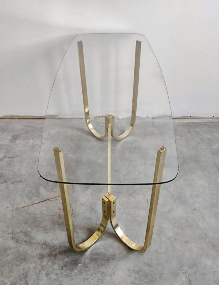 Pamono Mid-Century Modern Console Table in Galvanized Aluminum with Glass Top, 1970s Discount