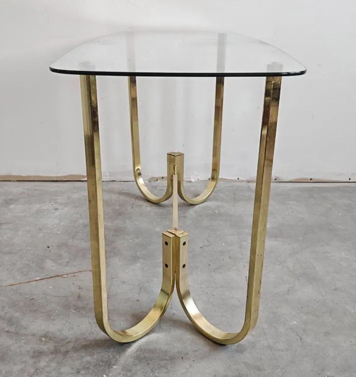 Pamono Mid-Century Modern Console Table in Galvanized Aluminum with Glass Top, 1970s Discount