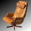 Pamono Mid-Century Modern Danish Tan Leather Swivel Chair, 1970 Online