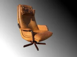 Pamono Mid-Century Modern Danish Tan Leather Swivel Chair, 1970 Online