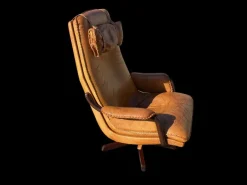 Pamono Mid-Century Modern Danish Tan Leather Swivel Chair, 1970 Online