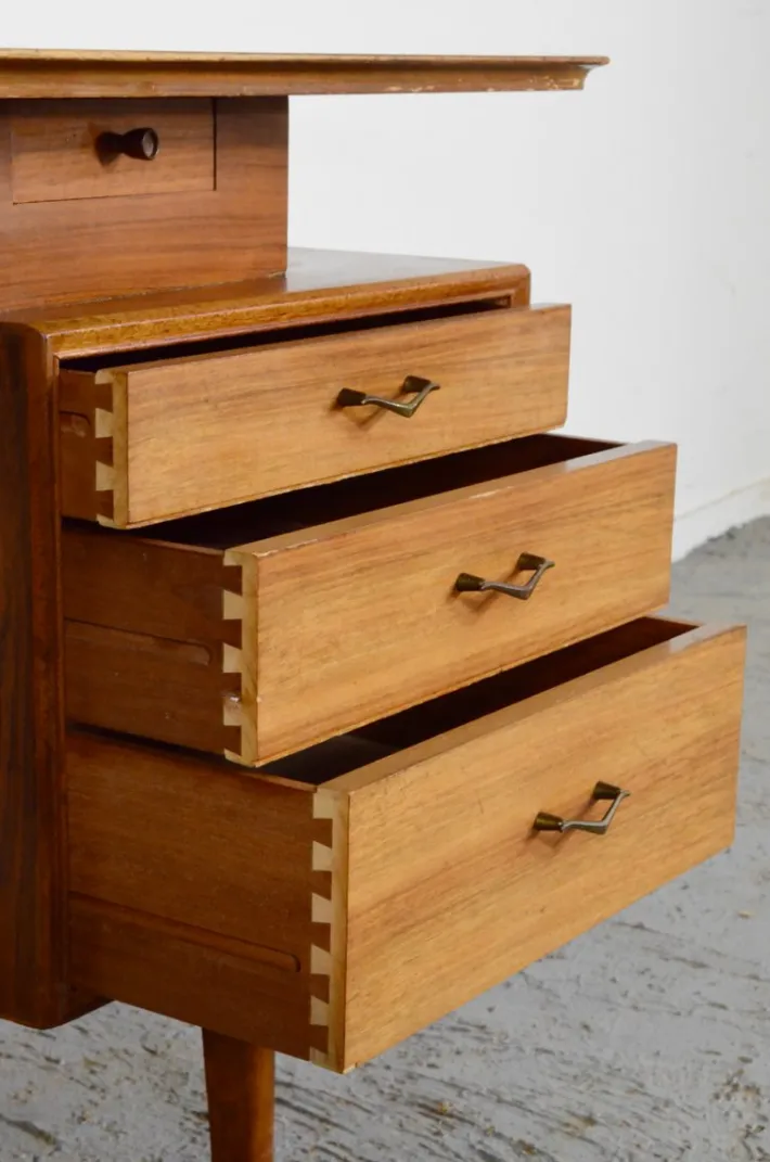 Pamono Mid-Century Modern Danish Walnut and Brass Desk by Alfred Cox, 1960s