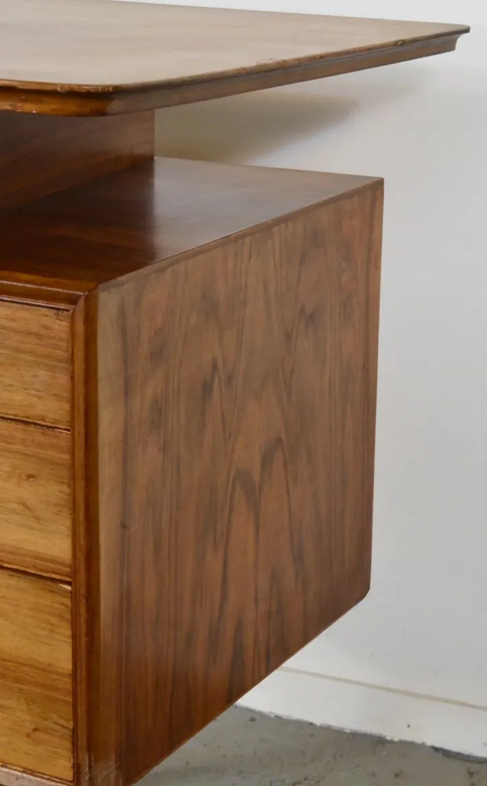 Pamono Mid-Century Modern Danish Walnut and Brass Desk by Alfred Cox, 1960s