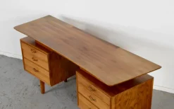 Pamono Mid-Century Modern Danish Walnut and Brass Desk by Alfred Cox, 1960s