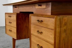 Pamono Mid-Century Modern Danish Walnut and Brass Desk by Alfred Cox, 1960s