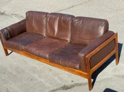 Pamono Mid-Century Modern Danish Living Room Set in Rosewood and Leather by Arne Wahl Iversen, 1970s, Set of 3 Sale