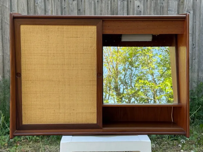 Pamono Midcentury Modern Danish Teak Wall Makeup Mirror with Light, 1960s Outlet