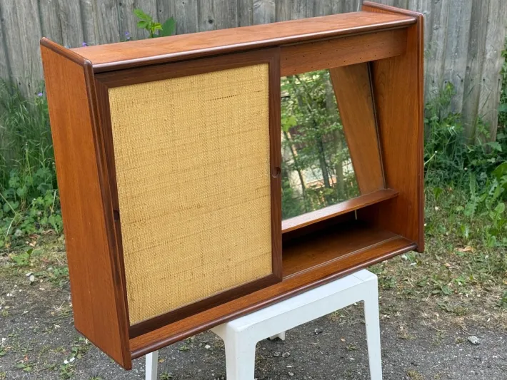 Pamono Midcentury Modern Danish Teak Wall Makeup Mirror with Light, 1960s Outlet