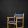 Pamono Mid-Century Modern Danish Oak and Blue Fabric Chair by Hans J. Wegner for Getama, 1960s Best