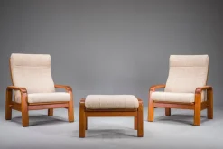 Pamono Mid-Century Modern Danish Chairs and Ottoman in Teak from HS Design, 1960s, Set of 3