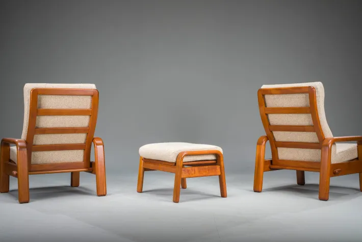 Pamono Mid-Century Modern Danish Chairs and Ottoman in Teak from HS Design, 1960s, Set of 3