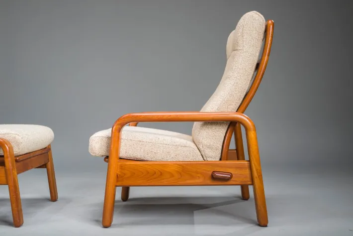 Pamono Mid-Century Modern Danish Chairs and Ottoman in Teak from HS Design, 1960s, Set of 3