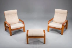 Pamono Mid-Century Modern Danish Chairs and Ottoman in Teak from HS Design, 1960s, Set of 3