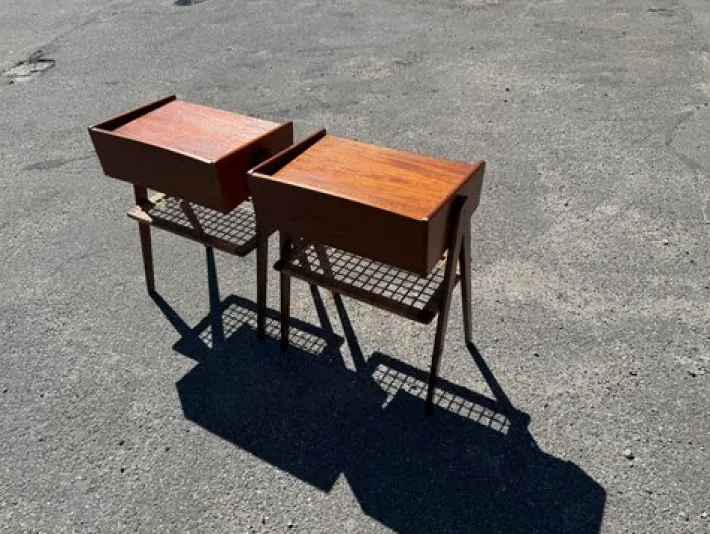Pamono Mid-Century Modern Danish Teak Nightstands by Søren Rasmussen, 1964, Set of 2 New