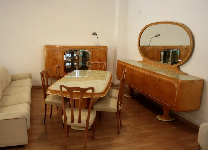 Pamono Mid-Century Modern Dining Room Set by Vittorio Dassi, 1950s, Set of 9 Clearance