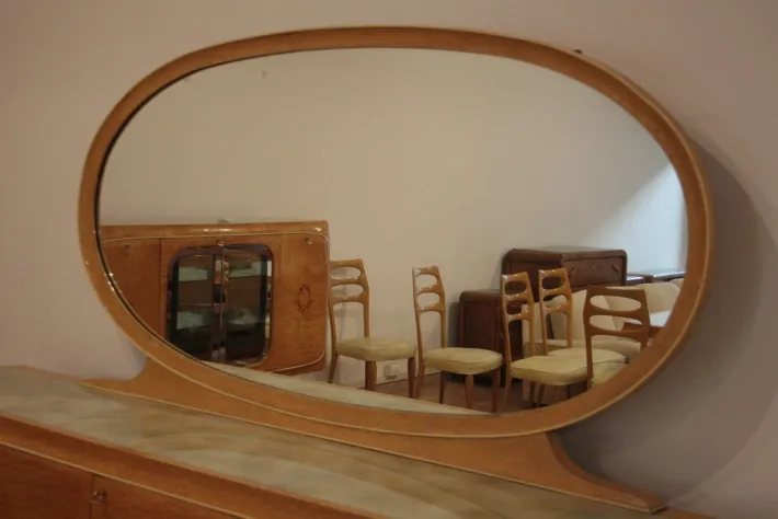 Pamono Mid-Century Modern Dining Room Set by Vittorio Dassi, 1950s, Set of 9 Clearance