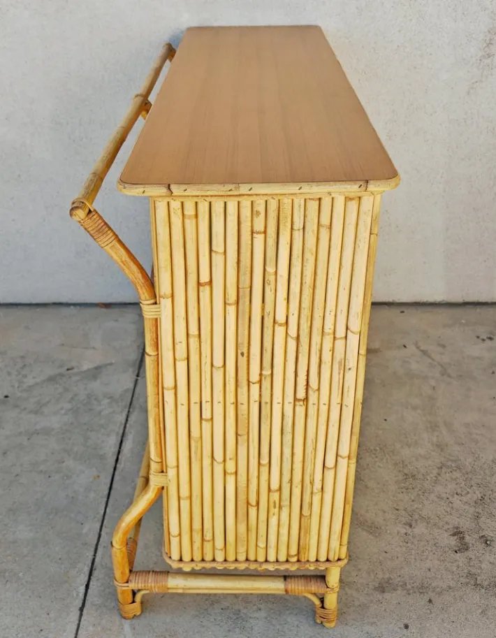 Pamono Mid-Century Modern Dry Bar in Bamboo by Tito Agnoli, 1950s Sale