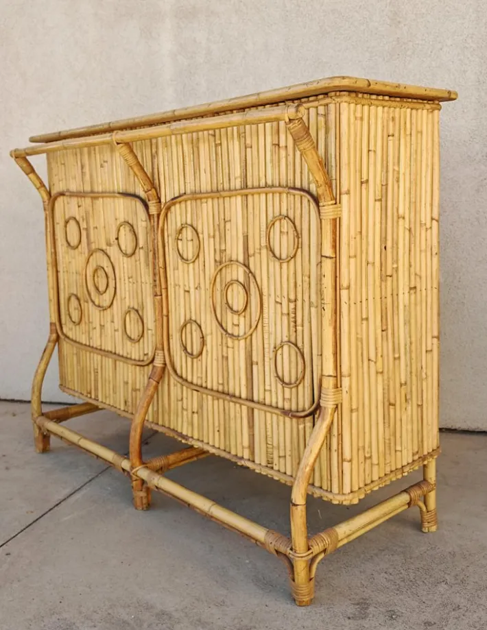 Pamono Mid-Century Modern Dry Bar in Bamboo by Tito Agnoli, 1950s Sale