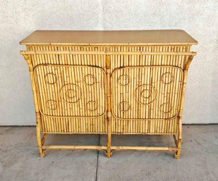 Pamono Mid-Century Modern Dry Bar in Bamboo by Tito Agnoli, 1950s Sale