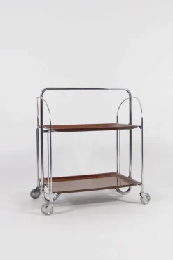 Pamono Mid-Century Modern Foldable Trolley in Chrome Stell and Formica, 1960s New