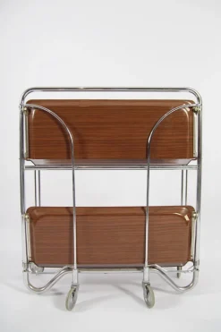 Pamono Mid-Century Modern Foldable Trolley in Chrome Stell and Formica, 1960s New