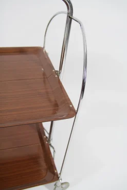 Pamono Mid-Century Modern Foldable Trolley in Chrome Stell and Formica, 1960s New