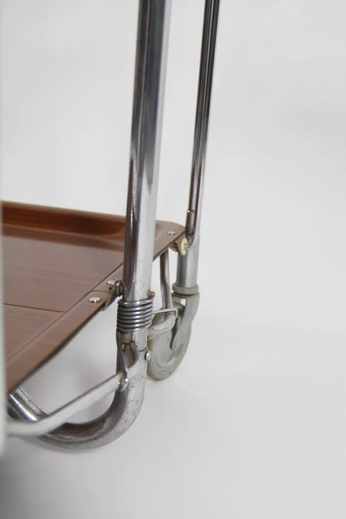 Pamono Mid-Century Modern Foldable Trolley in Chrome Stell and Formica, 1960s New