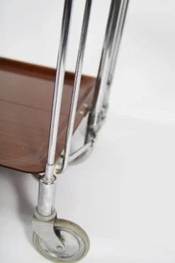 Pamono Mid-Century Modern Foldable Trolley in Chrome Stell and Formica, 1960s New